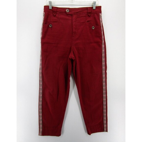 Anthropologie Pants - Anthropologie Red Pants with Patterned Trim